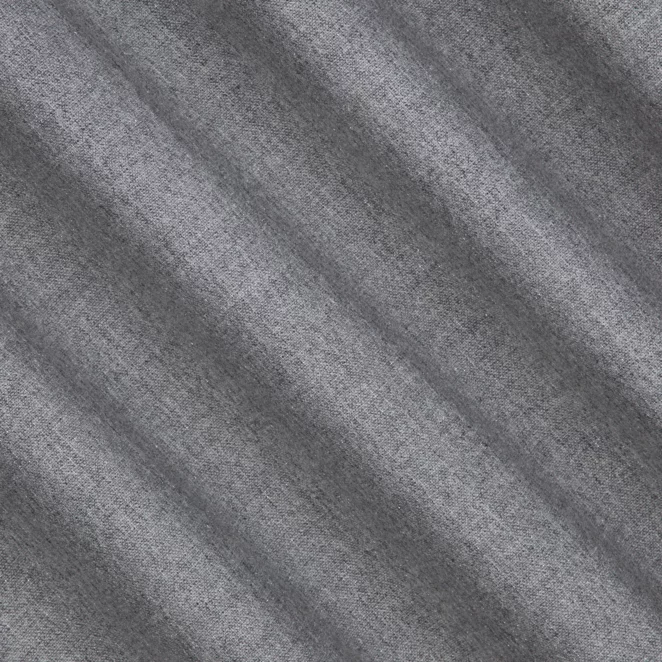 E35/2 Zasłona szyta na taśmie 5 cm popielata z miękkiej tkaniny w stylu eko, z efektem melanżu, przetykana metaliczną nicią