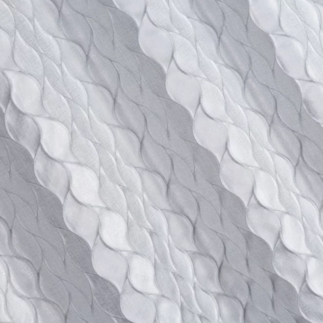 P216/1 Zasłona szyta na taśmie 5 cm JEROME naturalna z tkaniny o symetrycznym wzorze 3D i lekkim połyskiem