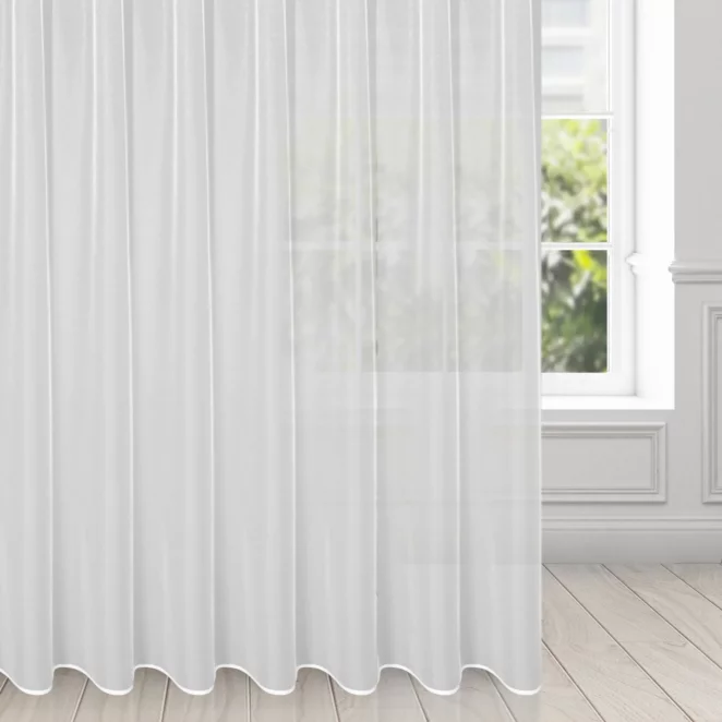 Firana z gładkiej błyszczącej mikrosiateczki 400x300 cm taśma imitująca flex TONIA