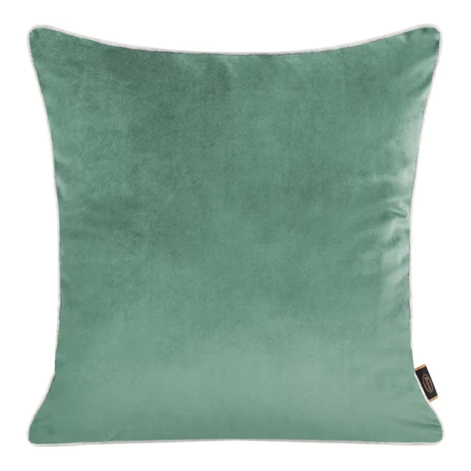 Poszewka na poduszkę 45x45 cm welwetowa kolor turkusowy, jasnoszary, dwustronna z wypustką na brzegach VELVET 57 Eurofirany Premium