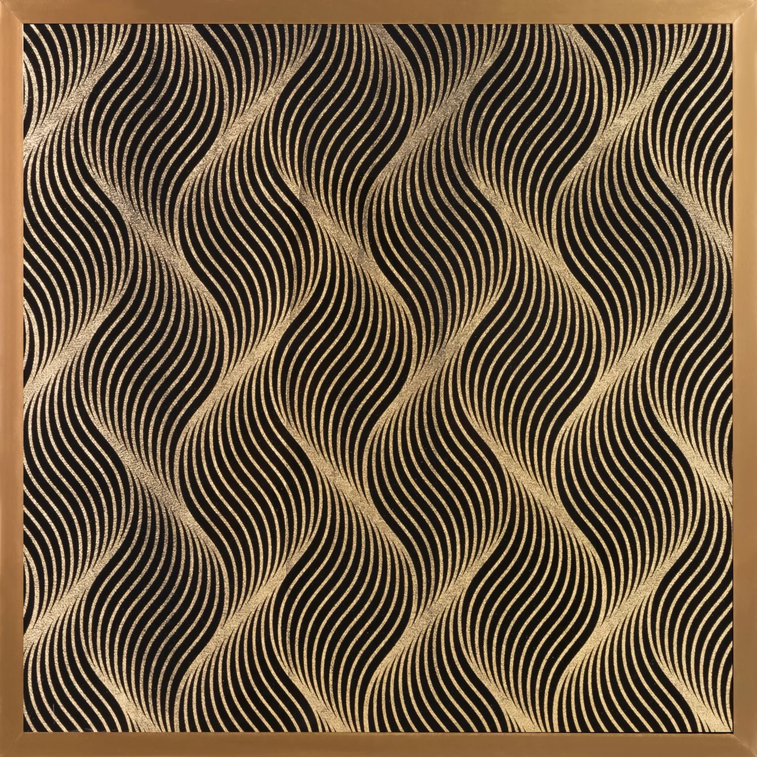 Obraz geometryczny czarny z błyszczącym nadrukiem w złotej ramie 53x53 cm VICTORIA 3 LIMITED COLLECTION