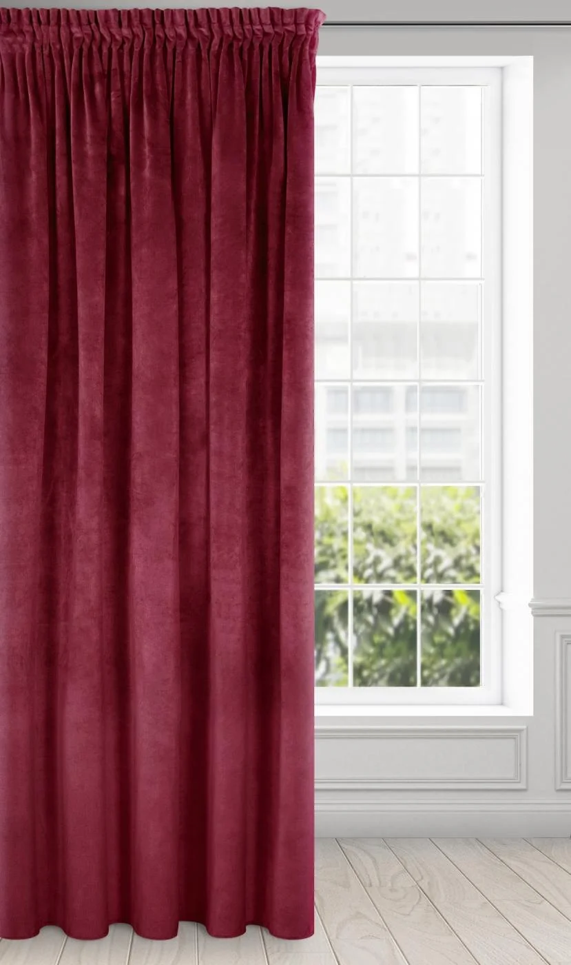 Zasłona bordowa z ekskluzywnego aksamitnego welwetu 290 g/m2 140x270 cm taśma - VILLA
