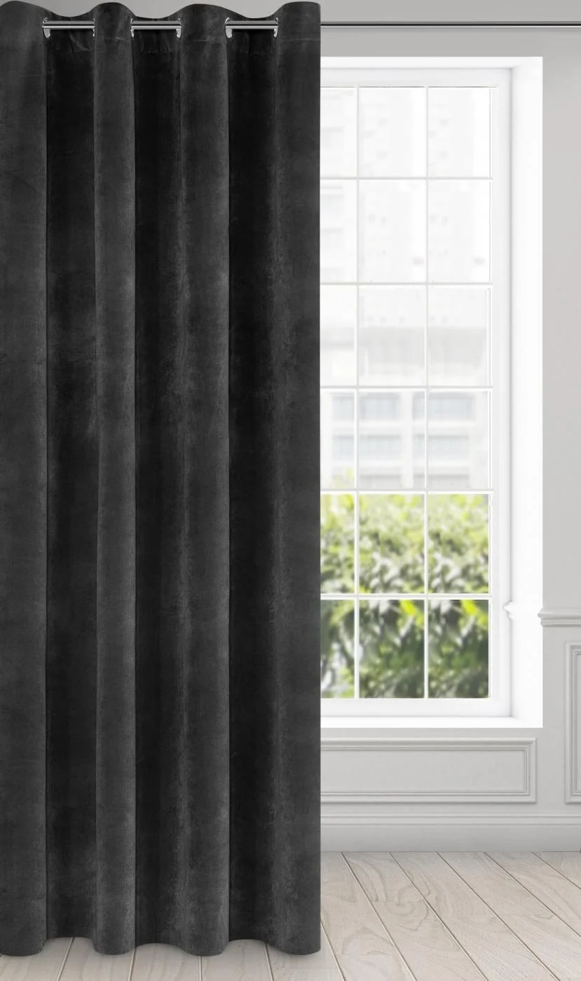 Zasłona czarna z ekskluzywnego aksamitnego welwetu 290 g/m2 140x250 cm 10 szt. przelotek - VILLA
