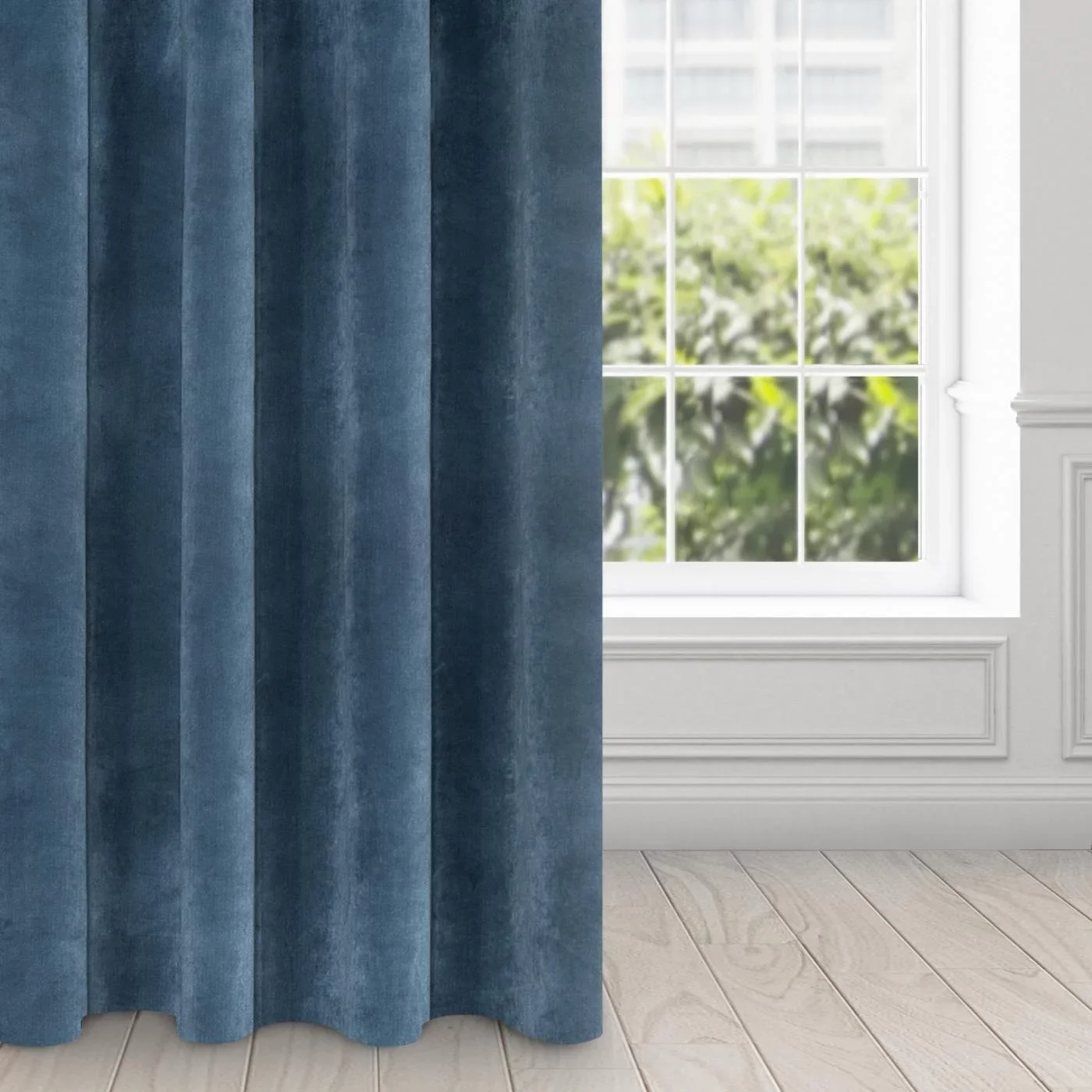 Zasłona granatowa z ekskluzywnego aksamitnego welwetu 290 g/m2 140x250 cm 10 szt. przelotek - VILLA