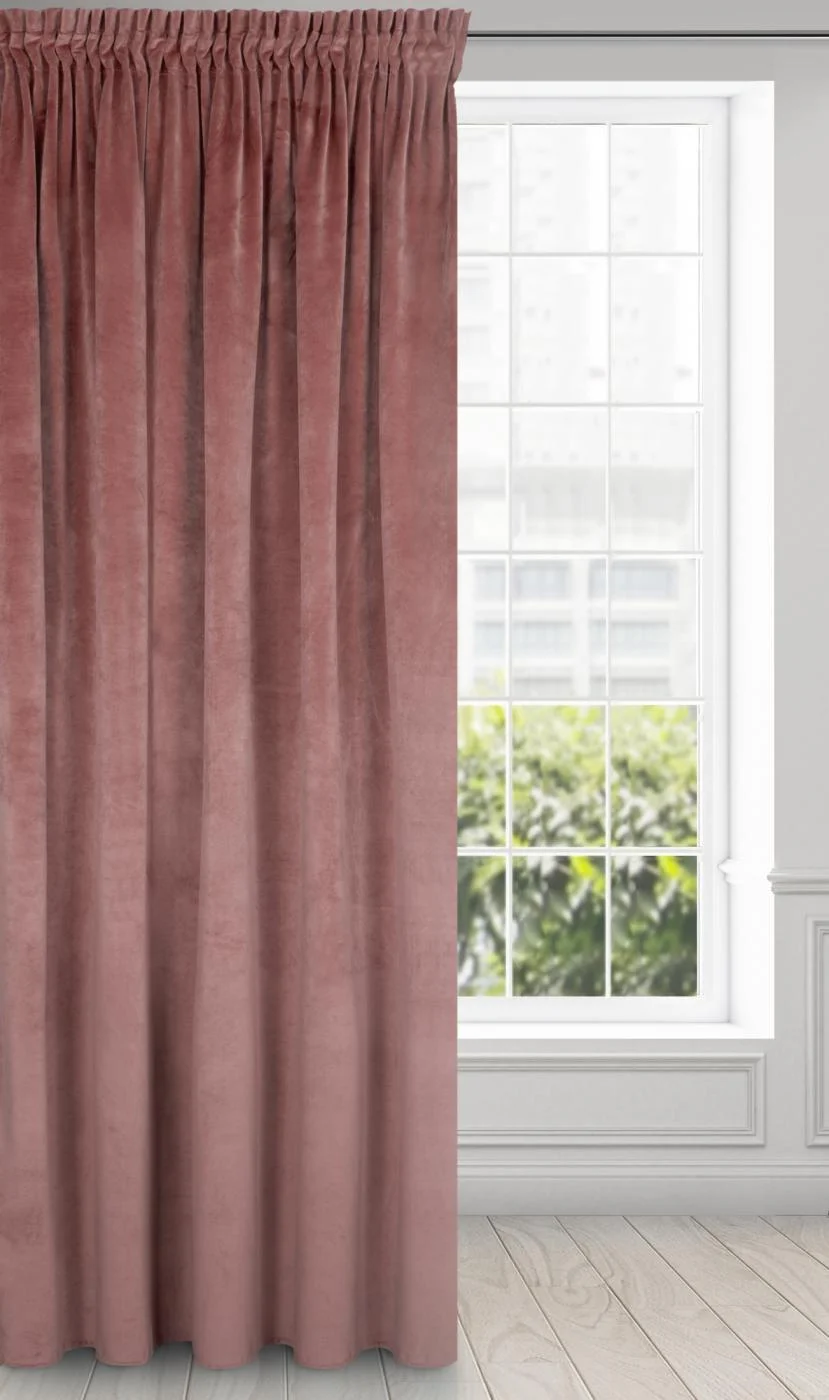 Zasłona różowa z ekskluzywnego aksamitnego welwetu 290 g/m2 140x270 cm taśma - VILLA