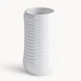 Wazon biały dekoracyjny o minimalistycznej formie z wytłaczanymi prążkami  średnica 11x20 cm JASON