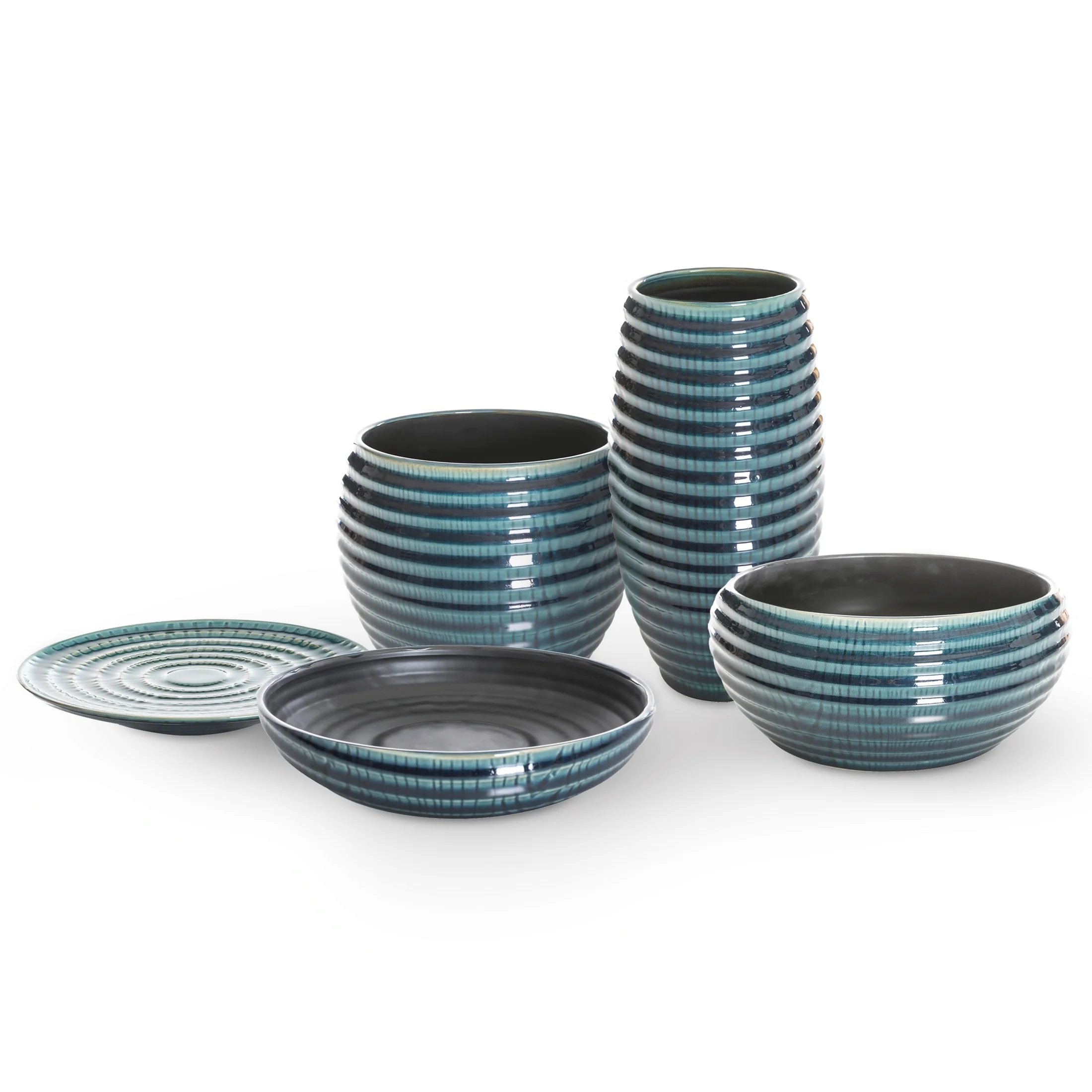 Wazon ceramiczny AGALIA ze żłobieniami inspirowany strukturą drewna