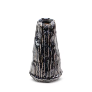 Wazon ceramiczny granatowo-beżowy o nieregularnym kształcie w stylu boho średnica 12x20 cm ALDA