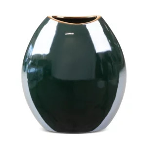 Wazon ceramiczny zielono-złoty o lśniącej powierzchni 22x12x25 cm AMORA 2