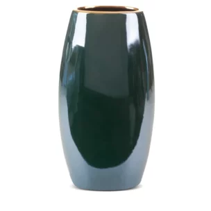 Wazon ceramiczny zielono-złoty o lśniącej powierzchni 19x12x35 cm AMORA 2