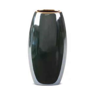 Wazon ceramiczny zielono-złoty o lśniącej powierzchni 13x9x25 cm AMORA 2