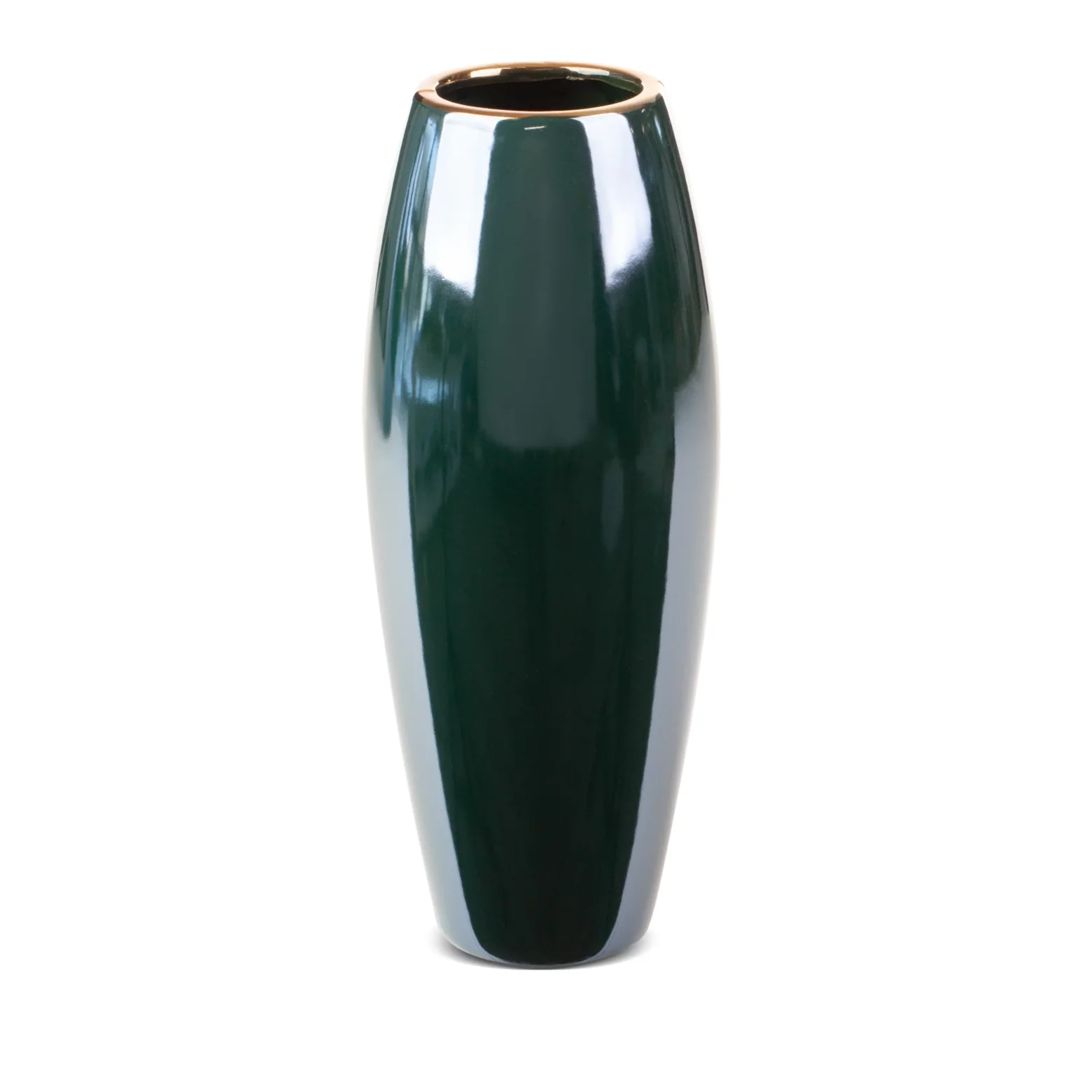 Wazon ceramiczny zielono-złoty o lśniącej powierzchni średnica 12x30cm AMORA 2
