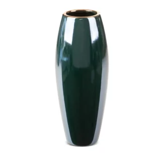Wazon ceramiczny zielono-złoty o lśniącej powierzchni średnica 12x30cm AMORA 2
