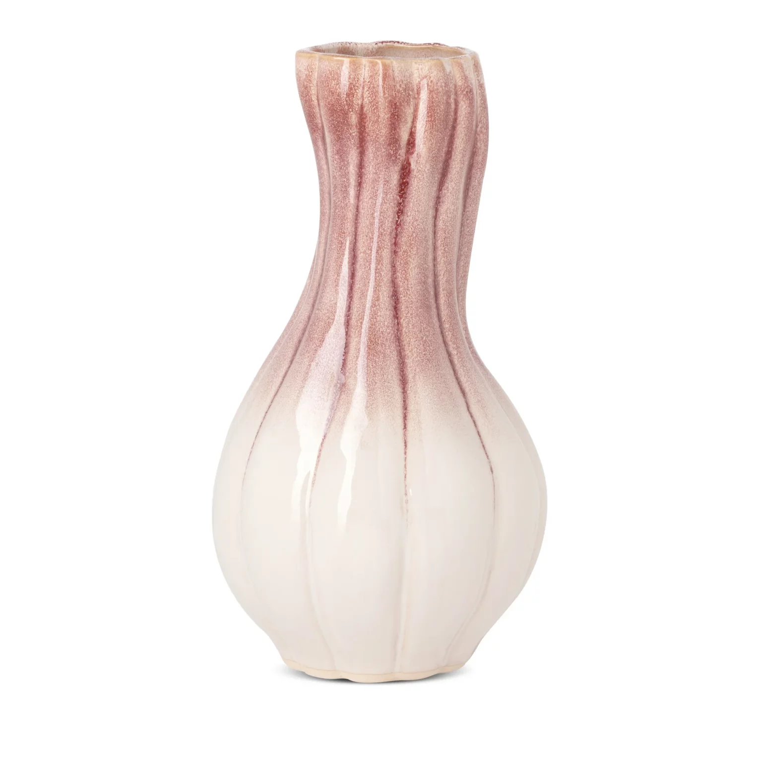 Wazon ceramiczny kremowo-różowy z efektem ombre średnica 17x32 cm EVITA