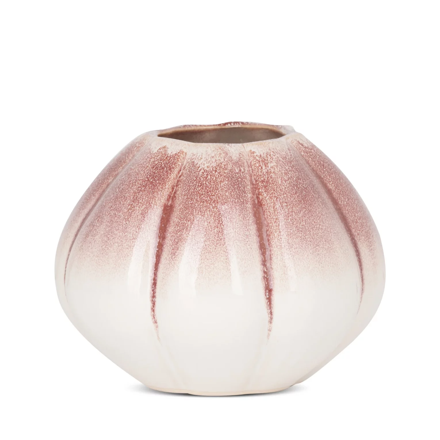 Wazon ceramiczny kremowo-różowy z efektem ombre średnica 18x14 cm EVITA