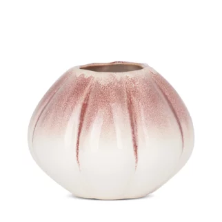 Wazon ceramiczny kremowo-różowy z efektem ombre średnica 18x14 cm EVITA
