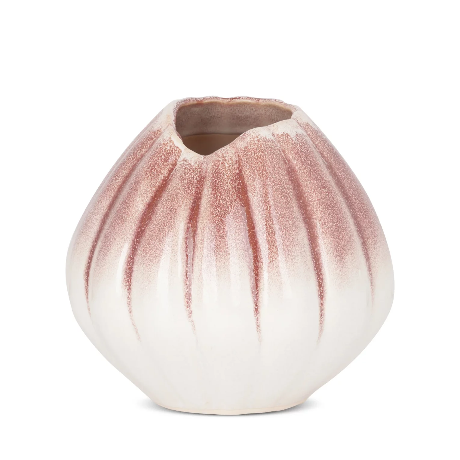 Wazon ceramiczny kremowo-różowy z efektem ombre średnica 19x18 cm EVITA