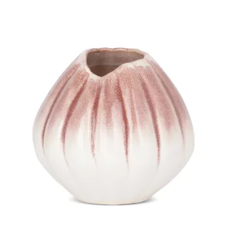 Wazon ceramiczny kremowo-różowy z efektem ombre średnica 19x18 cm EVITA
