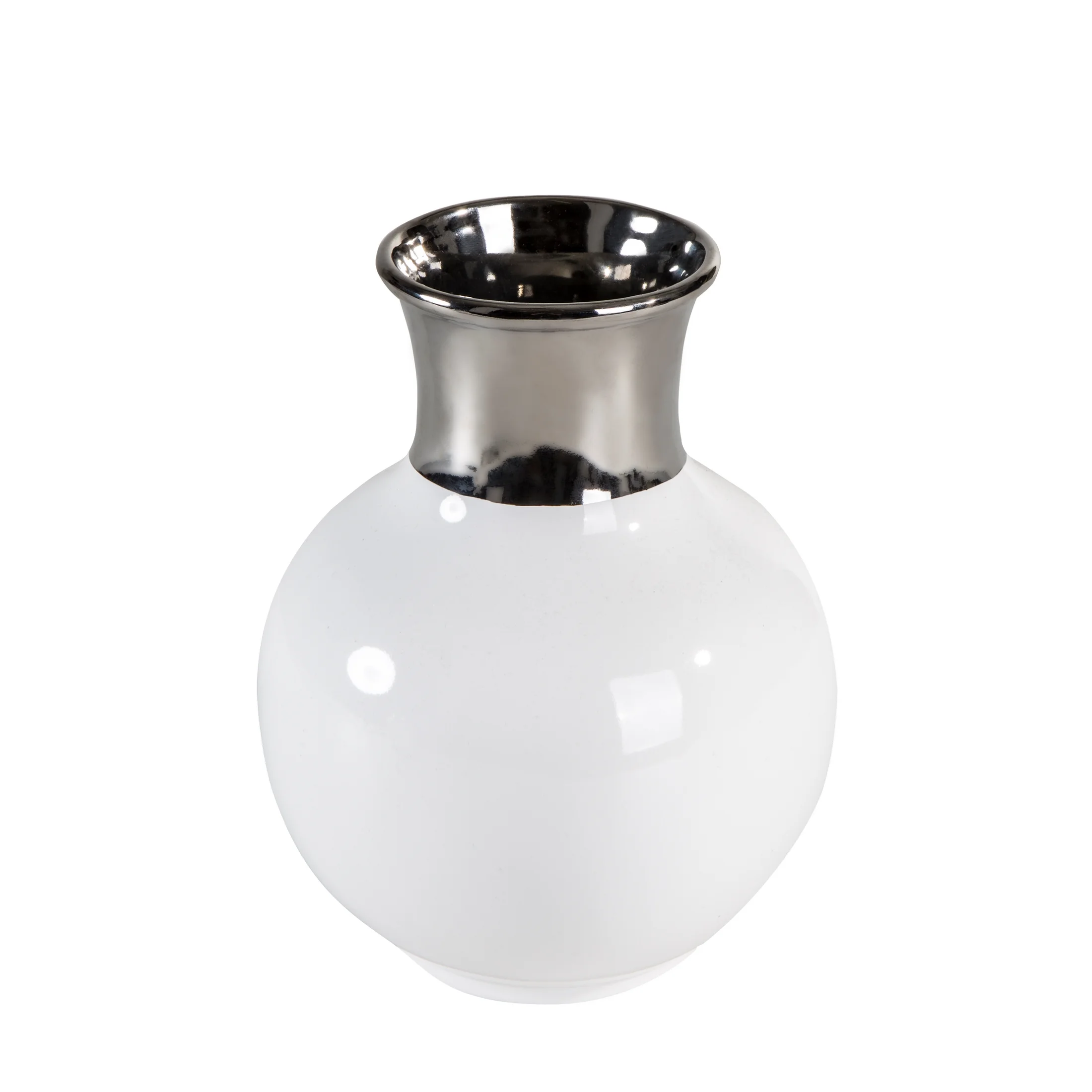 Wazon ceramiczny KELBY biało-srebrny