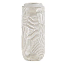 Wazon ceramiczny kremowy dekoracyjny  z wytłaczanym wzorem średnica 12x30 cm ROMINA  - kolekcja SEA SUMMER