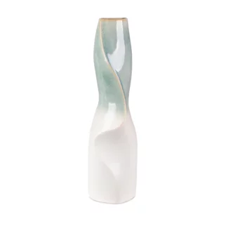 Wazon ceramiczny kremowo-miętowy w stylu boho z efektem ombre 14x13x47 cm LIANA