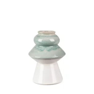 Wazon ceramiczny kremowo-miętowy w stylu boho z efektem ombre średnica 17x23 cm LIANA