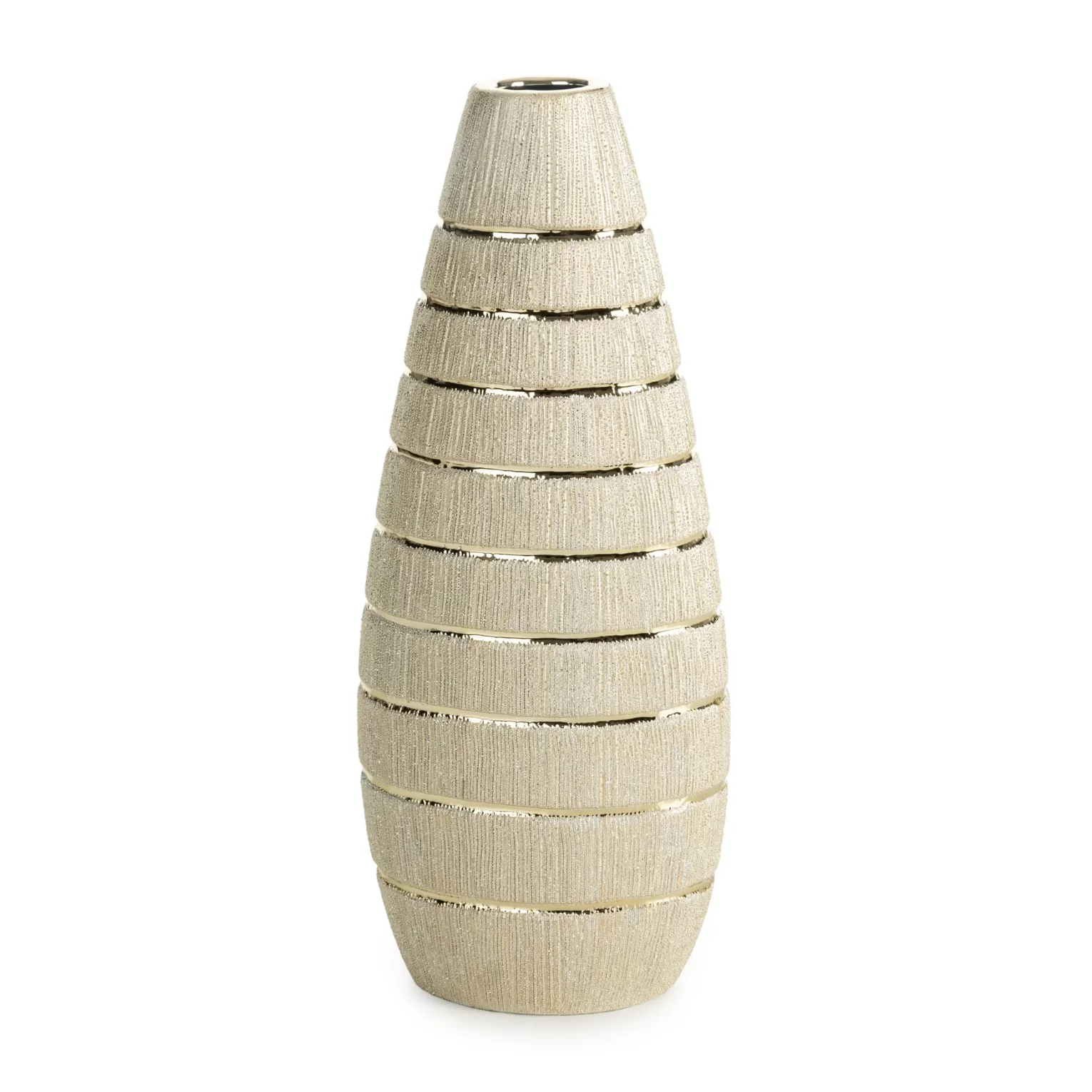 Wazon ceramiczny szampański  o łączonych fakturach z wytłaczanym wzorem średnica 18x38 cm MELINDA