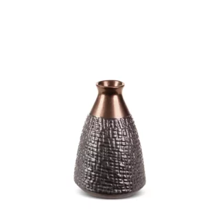 Wazon ceramiczny stalowo-brązowe  z wytłaczanym wzorem średnica 16x24 cm MORENA