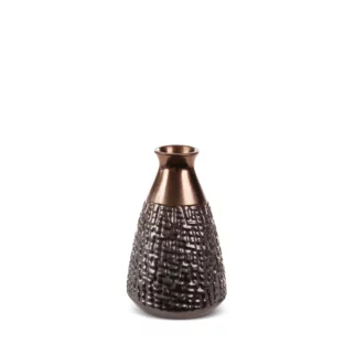 Wazon ceramiczny stalowo-brązowe z wytłaczanym wzorem średnica 13x20 cm MORENA
