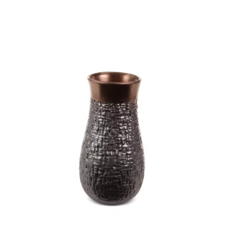Wazon ceramiczny stalowo-brązowe  z wytłaczanym wzorem średnica 14x27 cm MORENA
