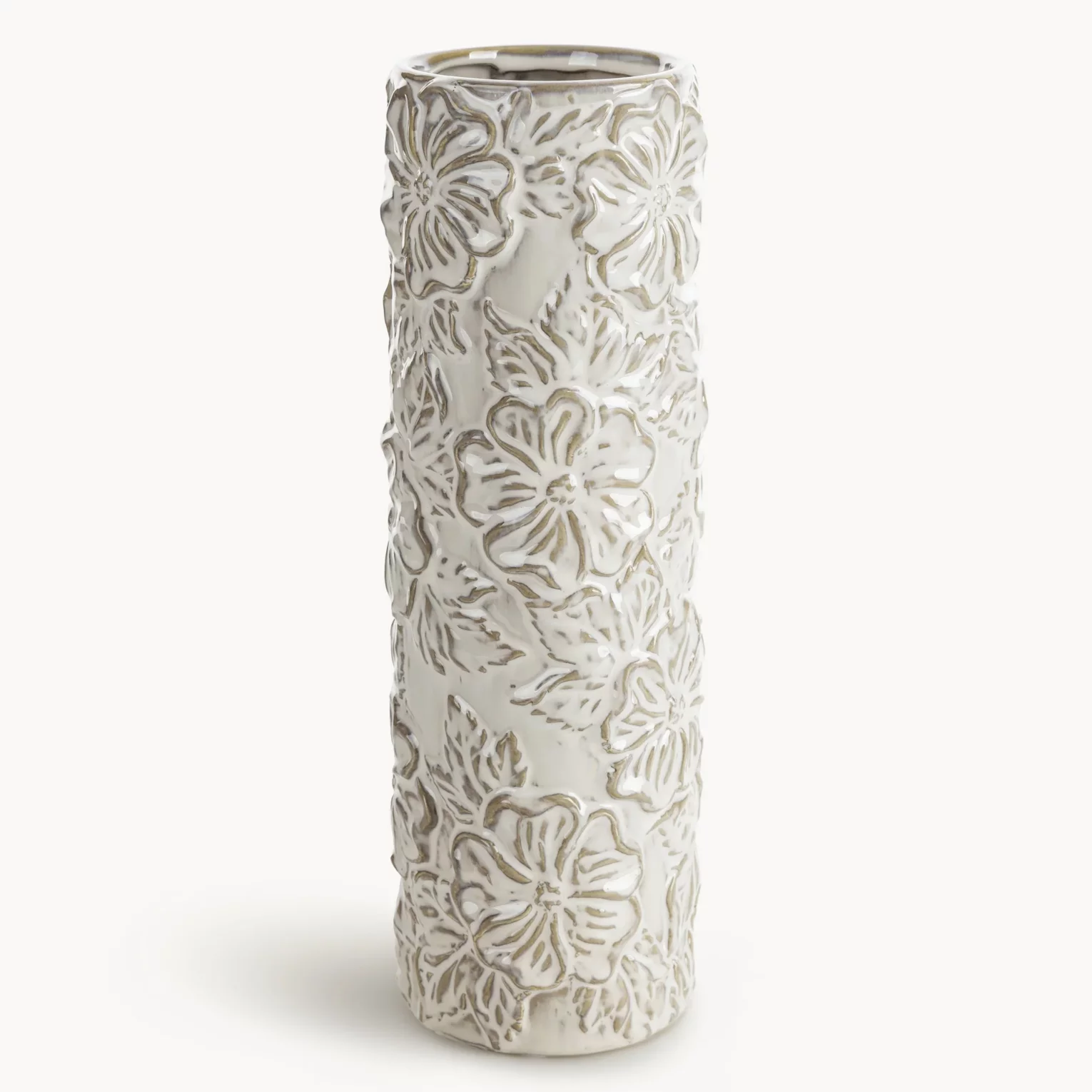 Wazon ceramiczny NAIRA z wytłaczanym wzorem kwiatów