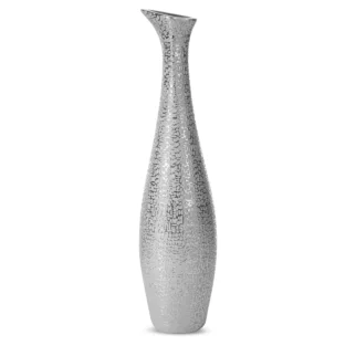 Wazon ceramiczny  srebrny z drobnym błyszczącym wzorem średnica 15x60 cm RISO