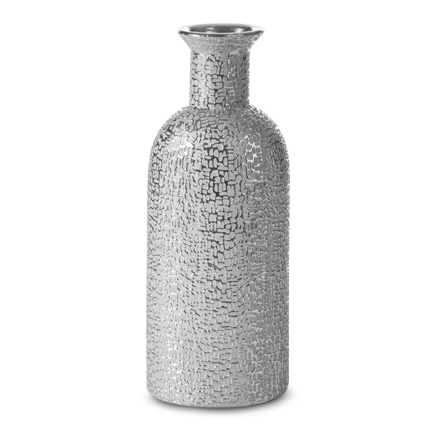 Wazon ceramiczny  srebrny z drobnym błyszczącym wzorem 16x11x40 cm RISO