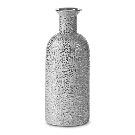 Wazon ceramiczny  srebrny z drobnym błyszczącym wzorem 16x11x40 cm RISO