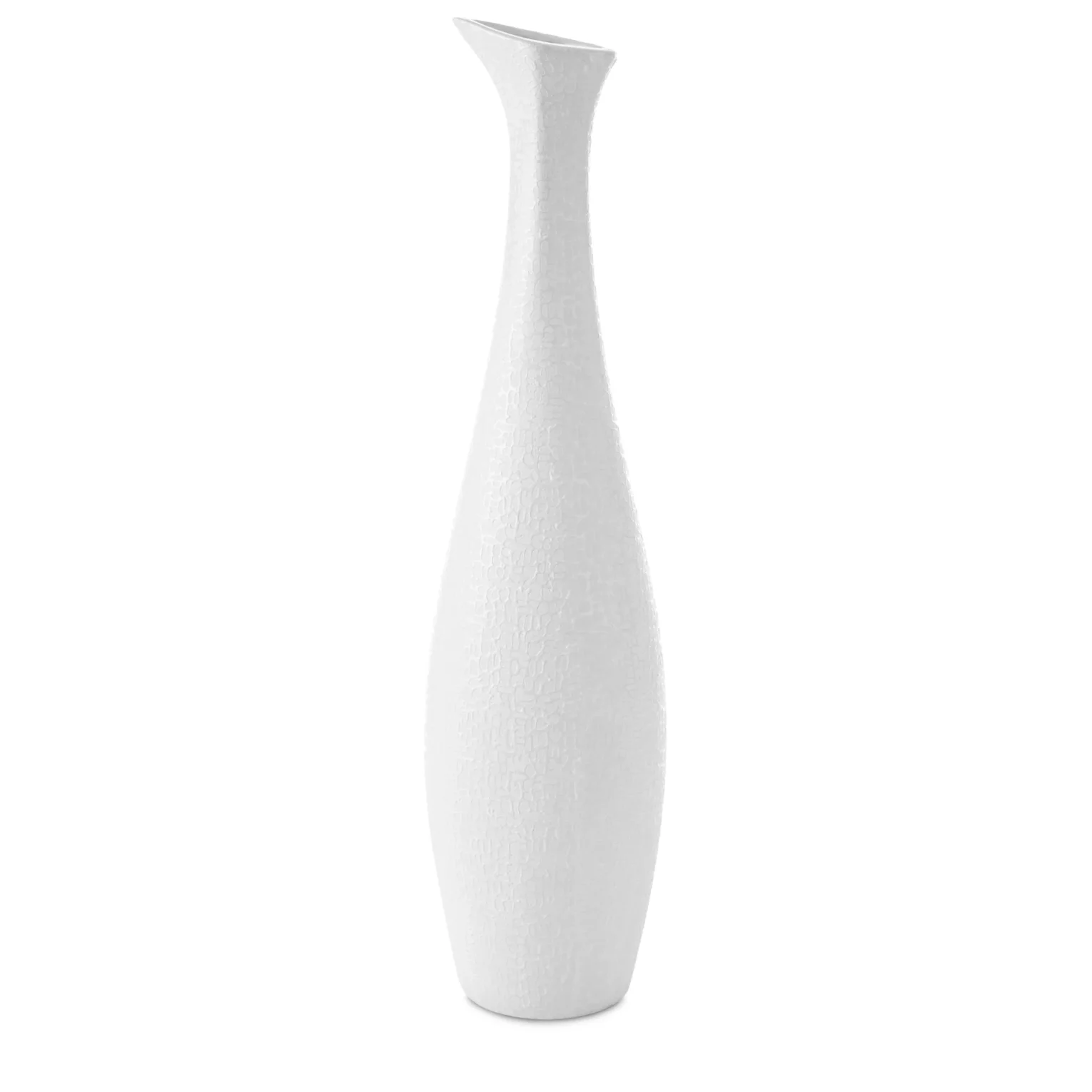 Wazon ceramiczny biały z drobnym wzorem średnica 15x60 cm RISO