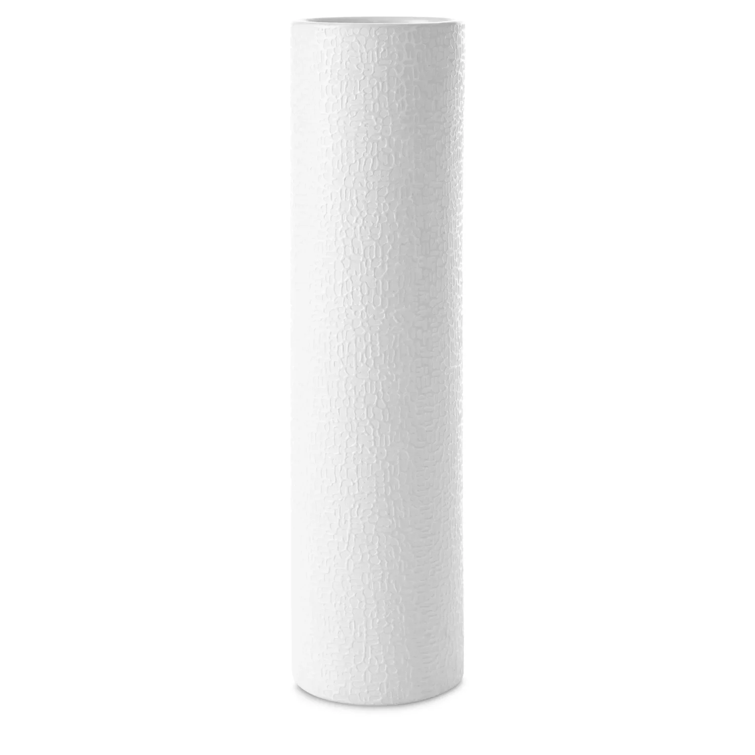 Wazon ceramiczny biały z drobnym wzorem średnica 13x50 cm RISO