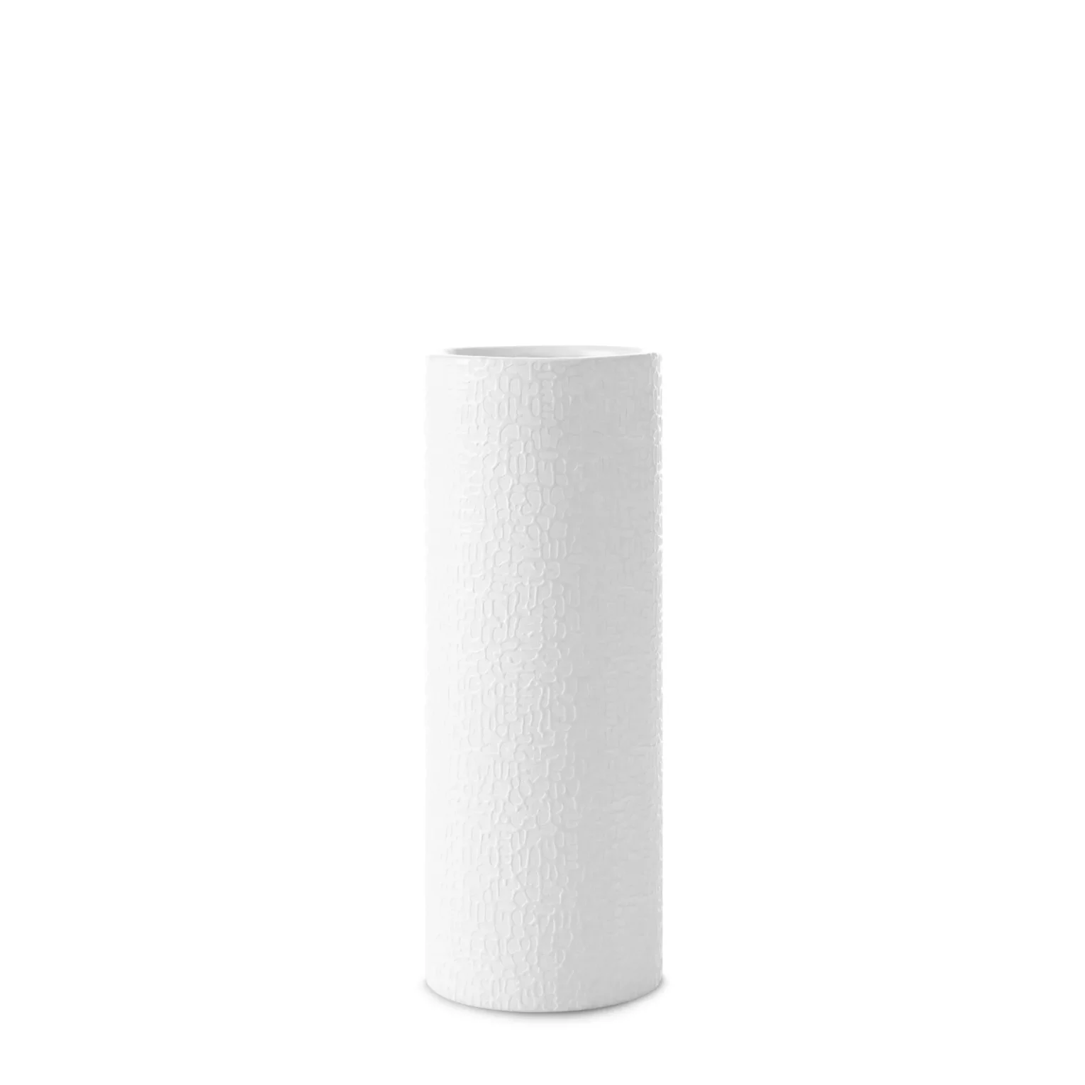 Wazon ceramiczny biały z drobnym wzorem średnica 11x30 cm RISO