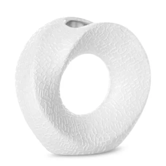 Wazon ceramiczny biały z drobnym wzorem 19x7x18 cm RISO