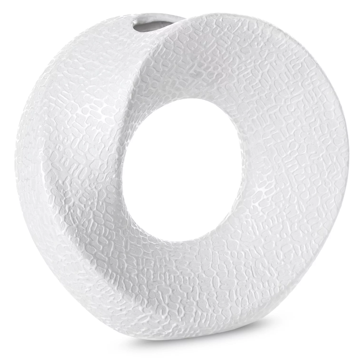 Wazon ceramiczny biały z drobnym wzorem 23x9x22 cm RISO