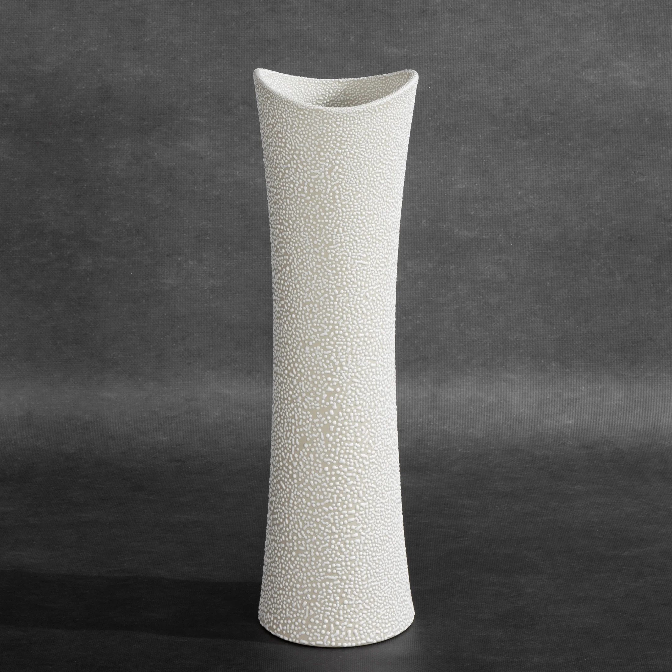 Wazon ceramiczny kremowy z efektem rosy 11x7x40 cm RISO