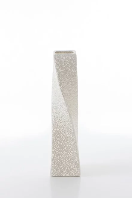 Wazon ceramiczny kremowy z efektem rosy 8x8x32 cm RISO