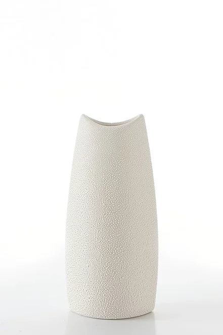 Wazon ceramiczny kremowy z efektem rosy 12x7x26 cm RISO