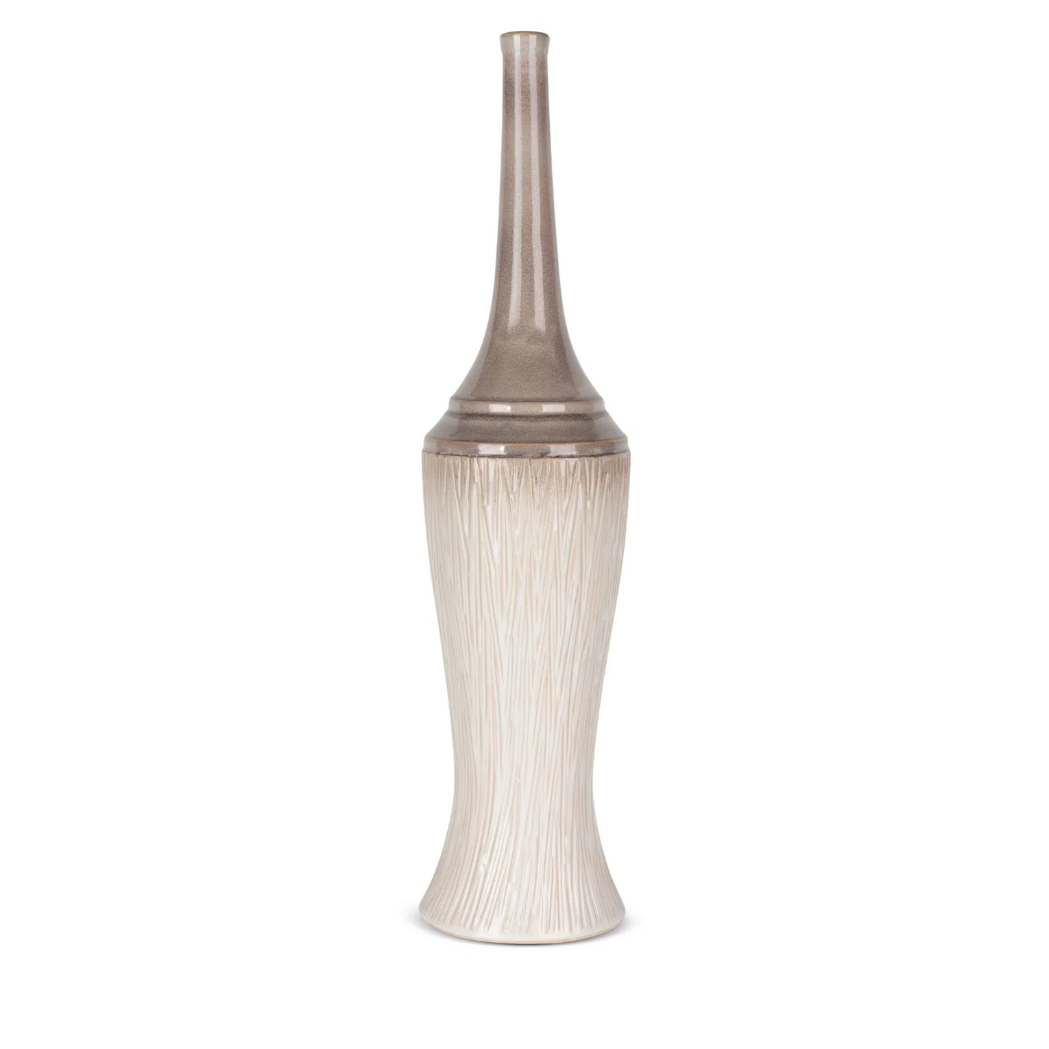 Wazon ceramiczny kremowo-brązowy  w stylu boho z cieniowaniem średnica 18x76 cm ROSINA