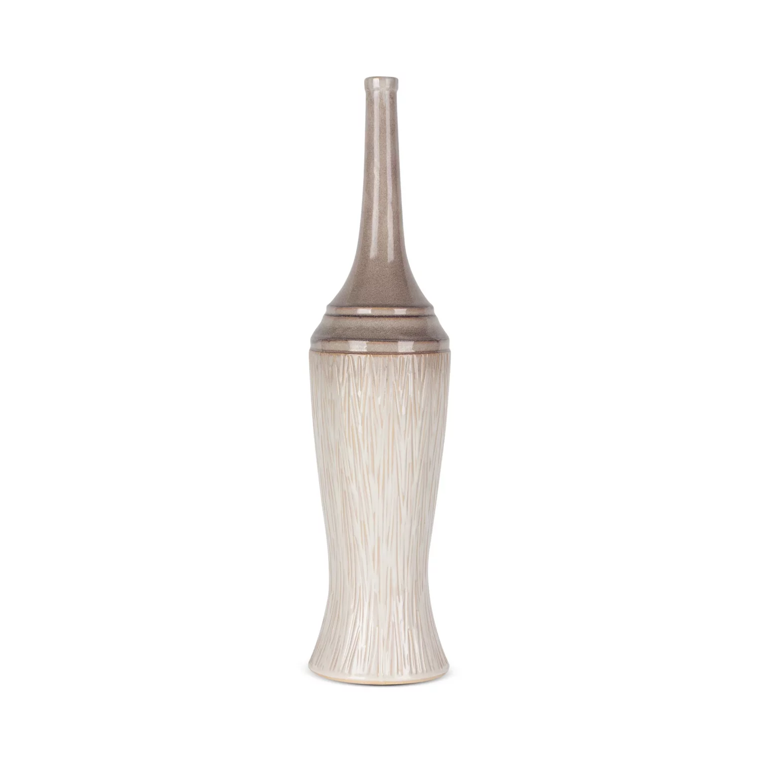 Wazon ceramiczny kremowo-brązowy  w stylu boho z cieniowaniem średnica 16x66 cm ROSINA