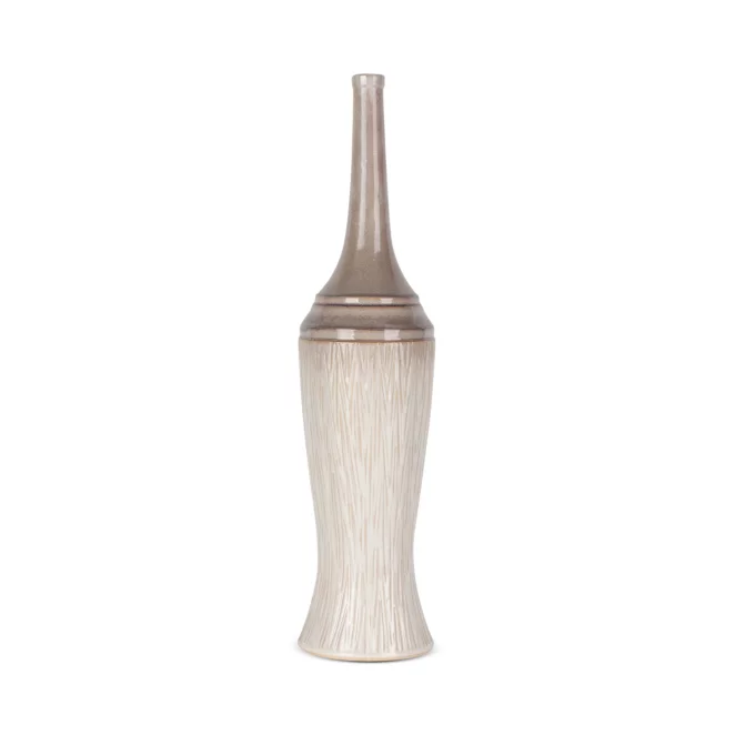 Wazon ceramiczny kremowo-brązowy  w stylu boho z cieniowaniem średnica 16x66 cm ROSINA