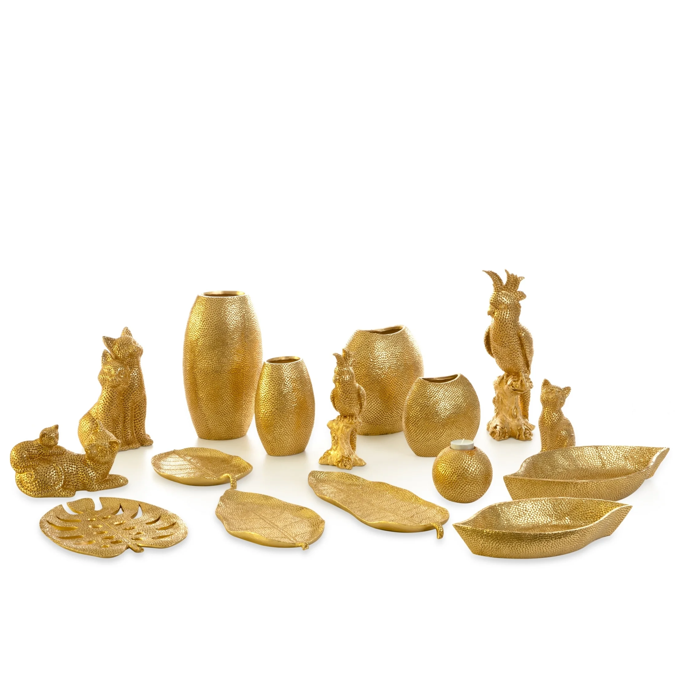 Wazon ceramiczny SELMA z wytłaczanym wzorem złoty