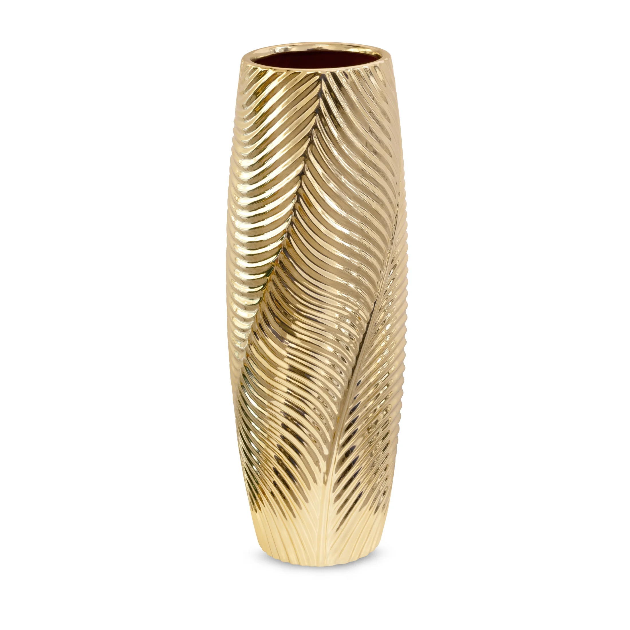 Wazon ceramiczny SENA z wytłaczanym wzorem złoty