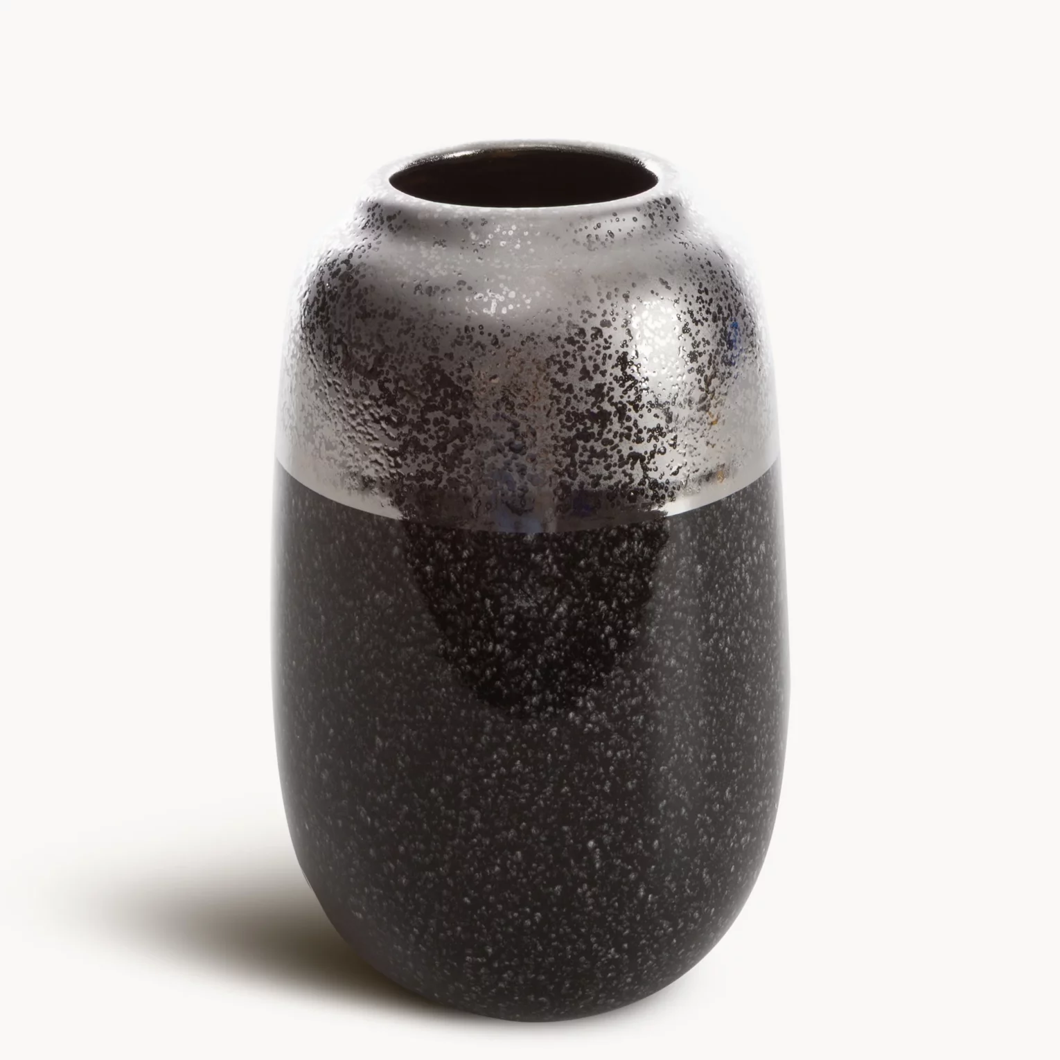 Wazon ceramiczny srebrno-stalowy 14x14x22 cm  LEO