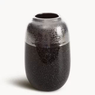 Wazon ceramiczny srebrno-stalowy 14x14x22 cm  LEO