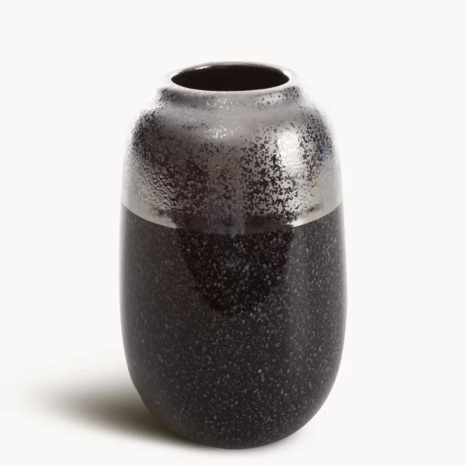 Wazon ceramiczny srebrno-stalowy 14x14x22 cm LEO